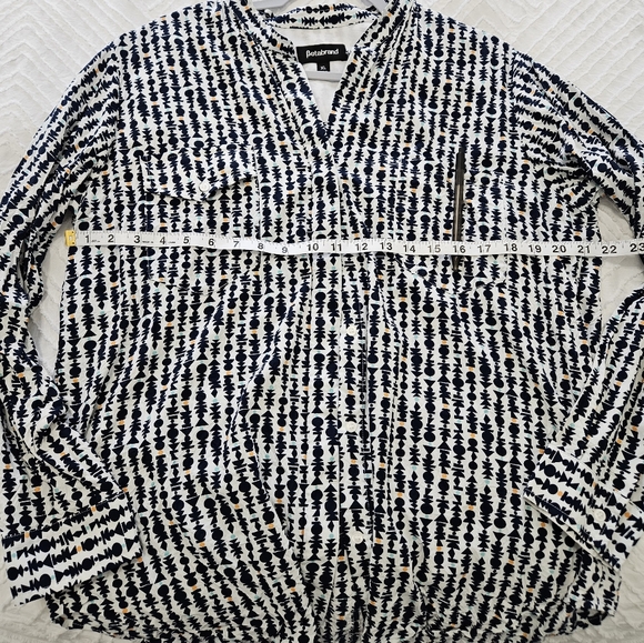 Betabrand Womens Long Sleeves Button-Down Blouse Career Academia Blue White XL - Picture 9 of 9